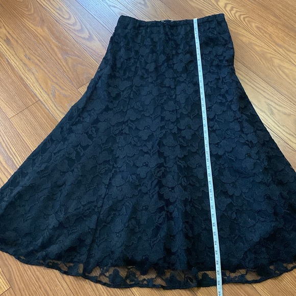 Black lace Woman’s Vitage midi skirt A-line flare  elastic waistband size M~L - Picture 11 of 16